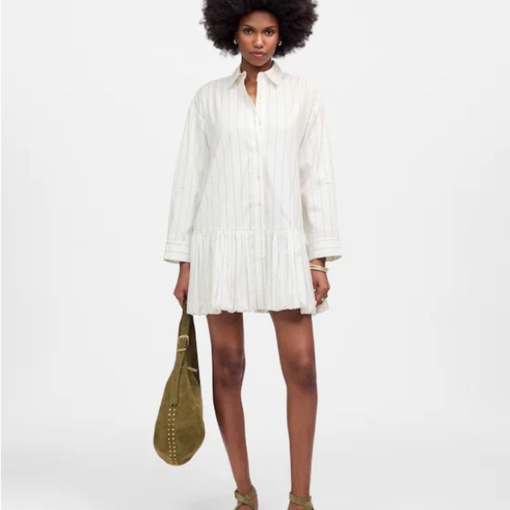 Bubble-Hem Mini Shirtdress